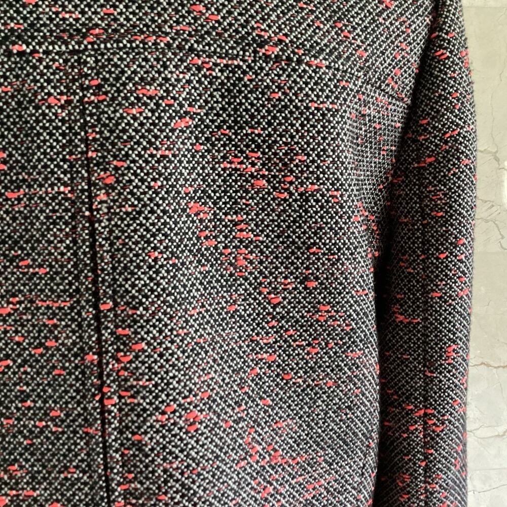 J.Crew Tweed Cropped Moto Jacket, Size 8, Black, White Neon Red, Fall Preppy - Picture 11 of 13